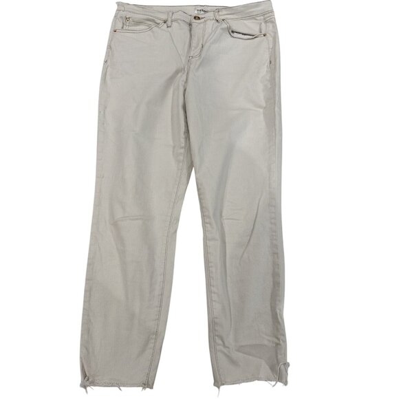 Nicole Miller Soho High Rise Ankle Skinny Jeans Size 14 Beige Cotton Blend - Picture 1 of 9